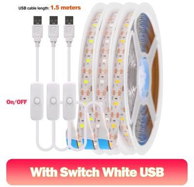 Uplift Picks Bright 5V USB LED Strip With Dimmer For Effortless Cabinet Lighting white Switch (usb) ip65 Waterproof 2 M