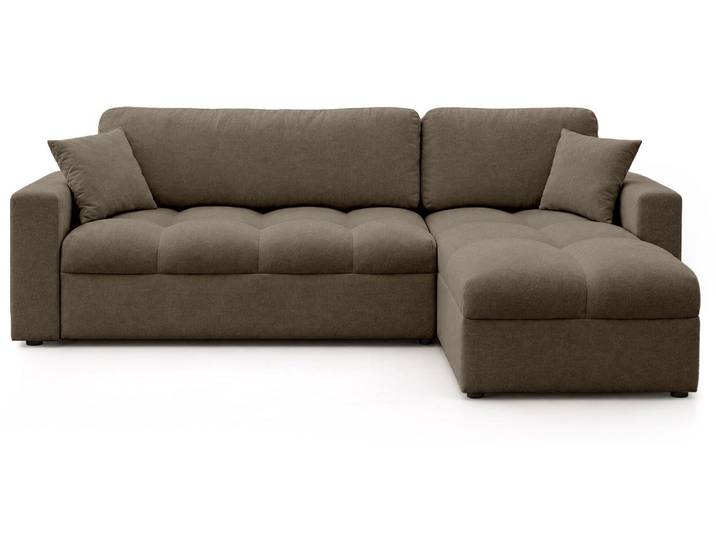Best Mobilier Cyro - Canapé d'angle réversible 4 places convertible avec coffre en tissu \, Taupe