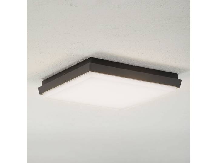 Amra LED Square d’extérieur Plafonnier 30 Dark Grey - Lucande - Terrasse - Moderne - Plastique - Angulaire