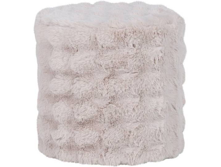 WOOOD Hocker Olven mit Dream-Flauschbezug und runder Form B 46 x T 46 x H 46 cm, Gute Verschleißfestigkeit, flauschige Haarstruktur, montiert geliefert