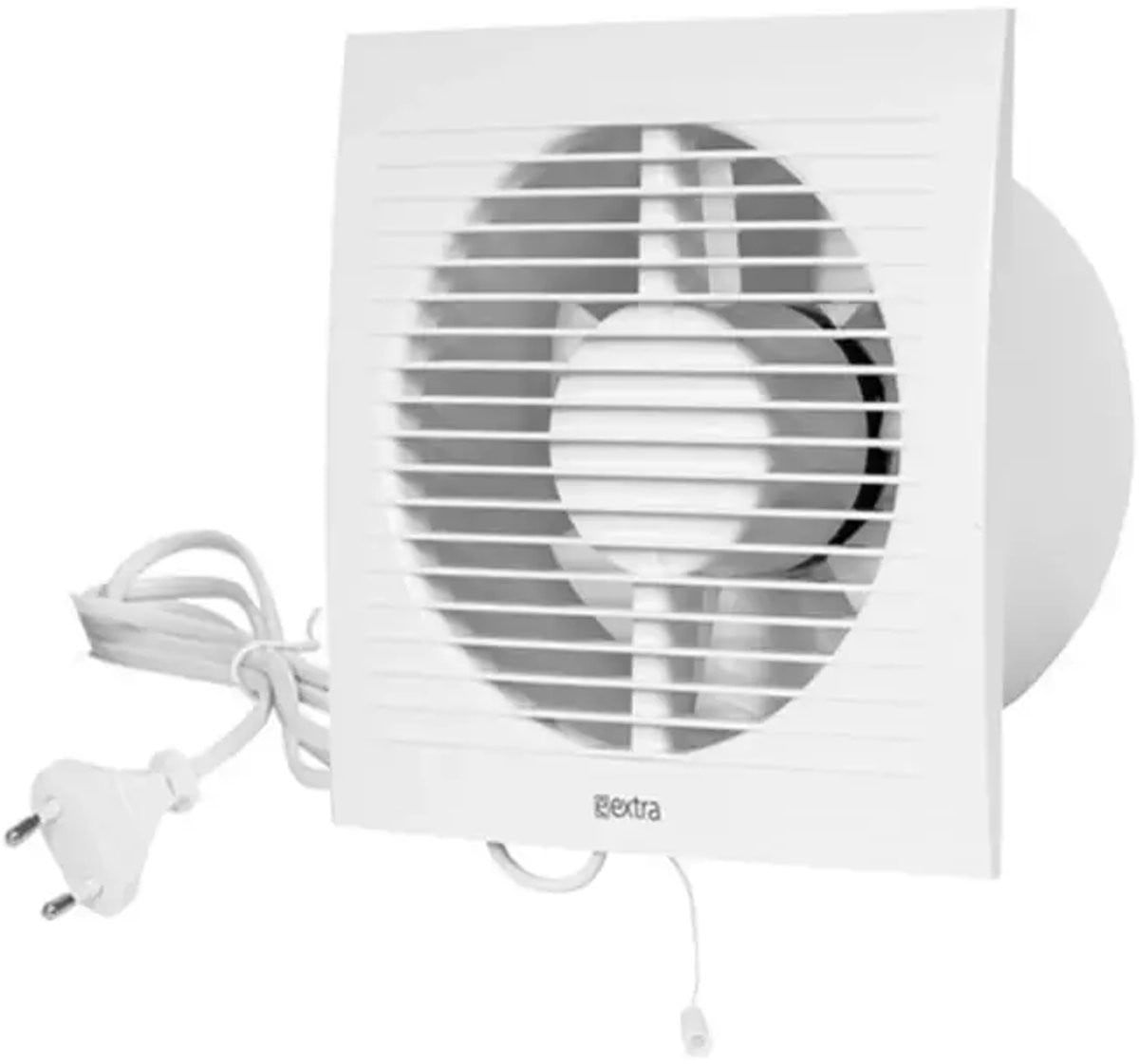 Witte stille badkamerventilator met trekkoord en stekker, diameter 150 mm - EE150WP
