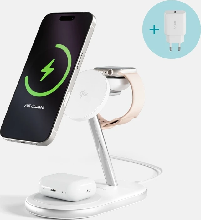 Epico UltraBase Qi2 3in1 Mag+ Wireless Charging Stand EX60 - Weiß