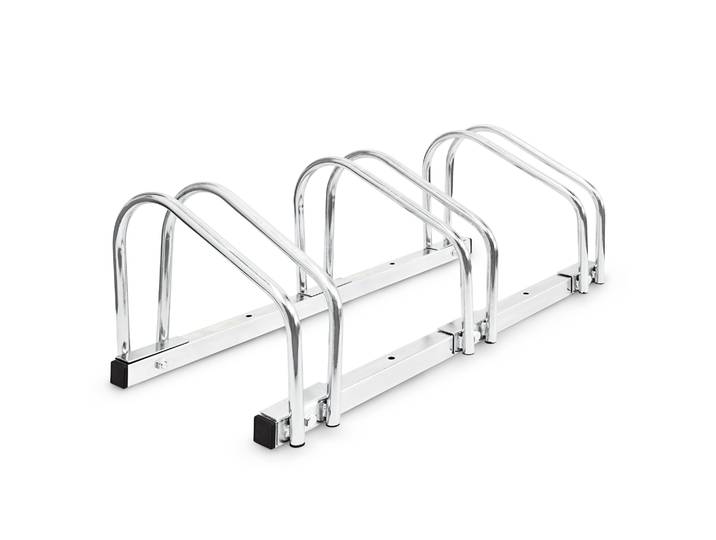 Fahrradständer 3 Fahrräder Stahl Silber