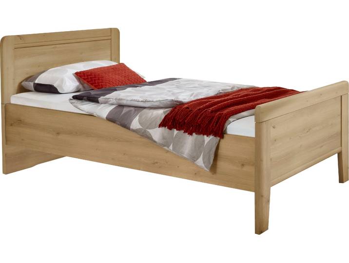 Bett WIEMANN Mainau , braun (bianco, eiche, nachbildung), B:129cm H:94cm L:207cm, Betten, Bett, 4-fach Liegehöhen-Verstellung