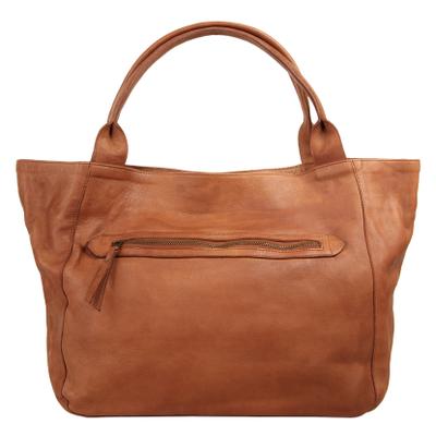Shopper X-ZONE "X-ZONE Damen echt Leder", Damen, Gr. B/H/T: 34cm x 29cm x 15cm onesize, braun (cognac), Leder, Taschen Shopper, echt Leder