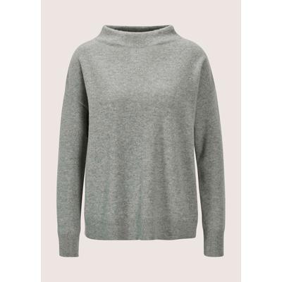 Longpullover MADELEINE "Kaschmirpullover Eleganter Strickpullover mit Stehkragen", Damen, Gr. 34, grau (steingrau, melange), Obermaterial: 100% Kaschmir WS., Modern, Pullover Longpullover, Reines Kaschmir