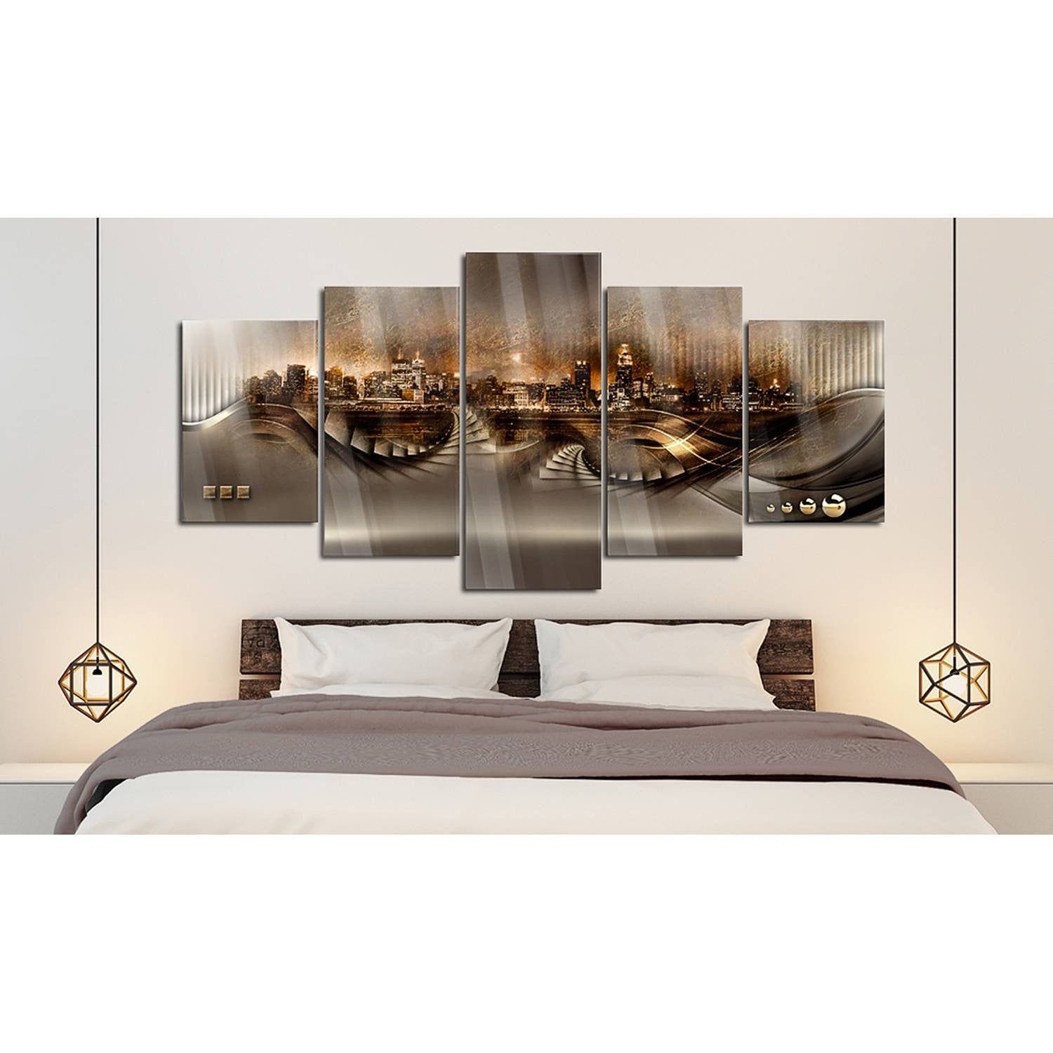 home24 Acrylglas-afbeelding Lost City, Bruin, 200 x 100 cm