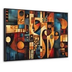 LEINWAND Bilder mit Rahmen - Figuren - Abstrakt - Symbole - 90x60