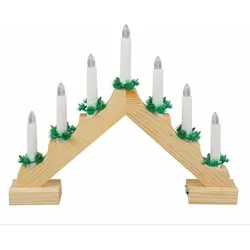 Idena Adventsleuchter 7 LED Kerzenlichter batteriebetrieben natur 40x30cm