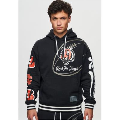 Kapuzensweatshirt RECOVERED "NFL Bengals Rule The Jungle", Herren, Gr. XXL, schwarz, 100% Baumwolle, bedruckt, normal, ohne Ausschnitt, Sweatshirts, für Cincinnati Bengals-Fans
