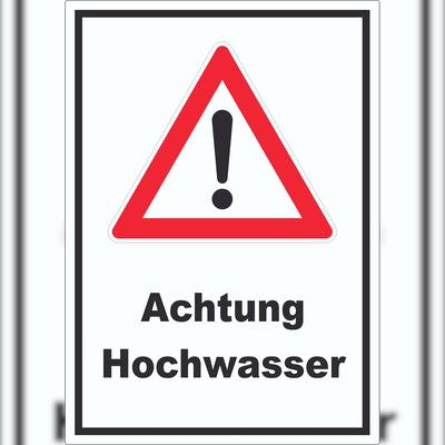 HB-Druck Achtung Hochwasser Aufkleber A7 (74x105mm)