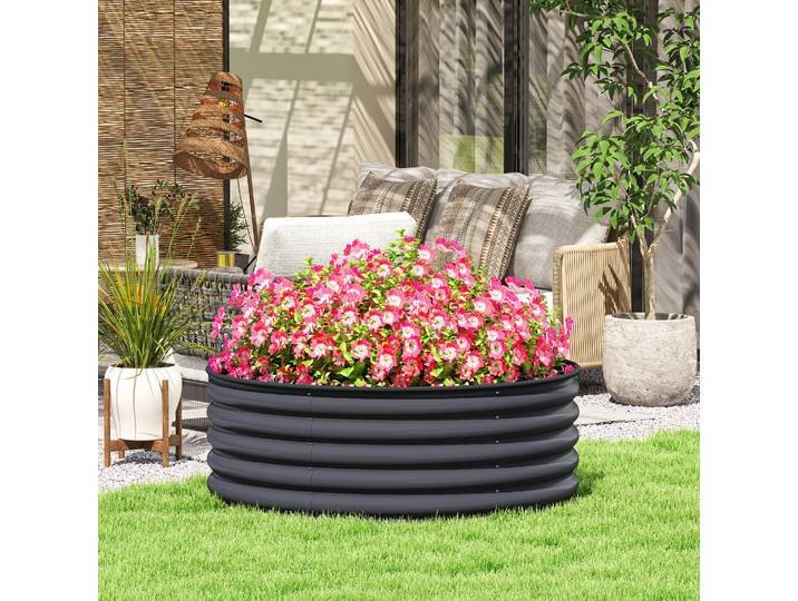 Outsunny Jardinière Surélevée Acier Galvanisé 120x120x43cm Gris