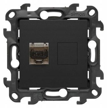 Simon 24 RJ45-computerstopcontact categorie 6 zwart