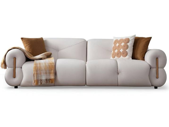 Xlmoebel 3-Sitzer Weißes Stoffsofa mit modernem Design und hohem Komfort, 3-Sitzer, Hergestellt in Europa