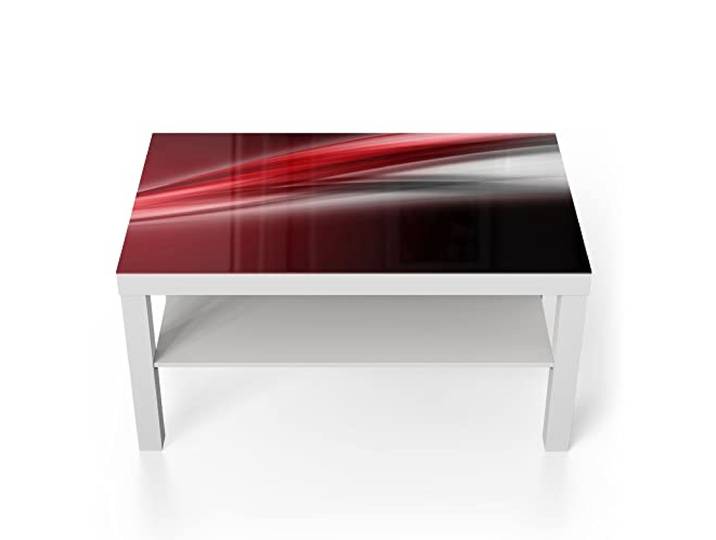DEQORI Glastisch weiß groß 90x50 cm Motiv Energiegeladener Schweif ausgefallener Beistelltisch aus Glas Hochglanz Couchtisch fürs Wohnzimmer moderner Couch Tisch mit Design