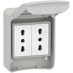 Schneider Electric 81139 Anbausteckdosen, grau, 2p+E, 10/16A, 250 V, Italian, IP65