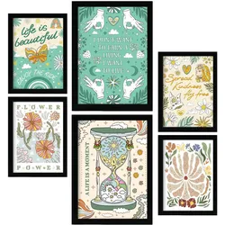 POSTER Set Mit 6 Drucken Von Live In Brilliant Groovy Stil Postersammlung A3 & A4 Rahmenlos