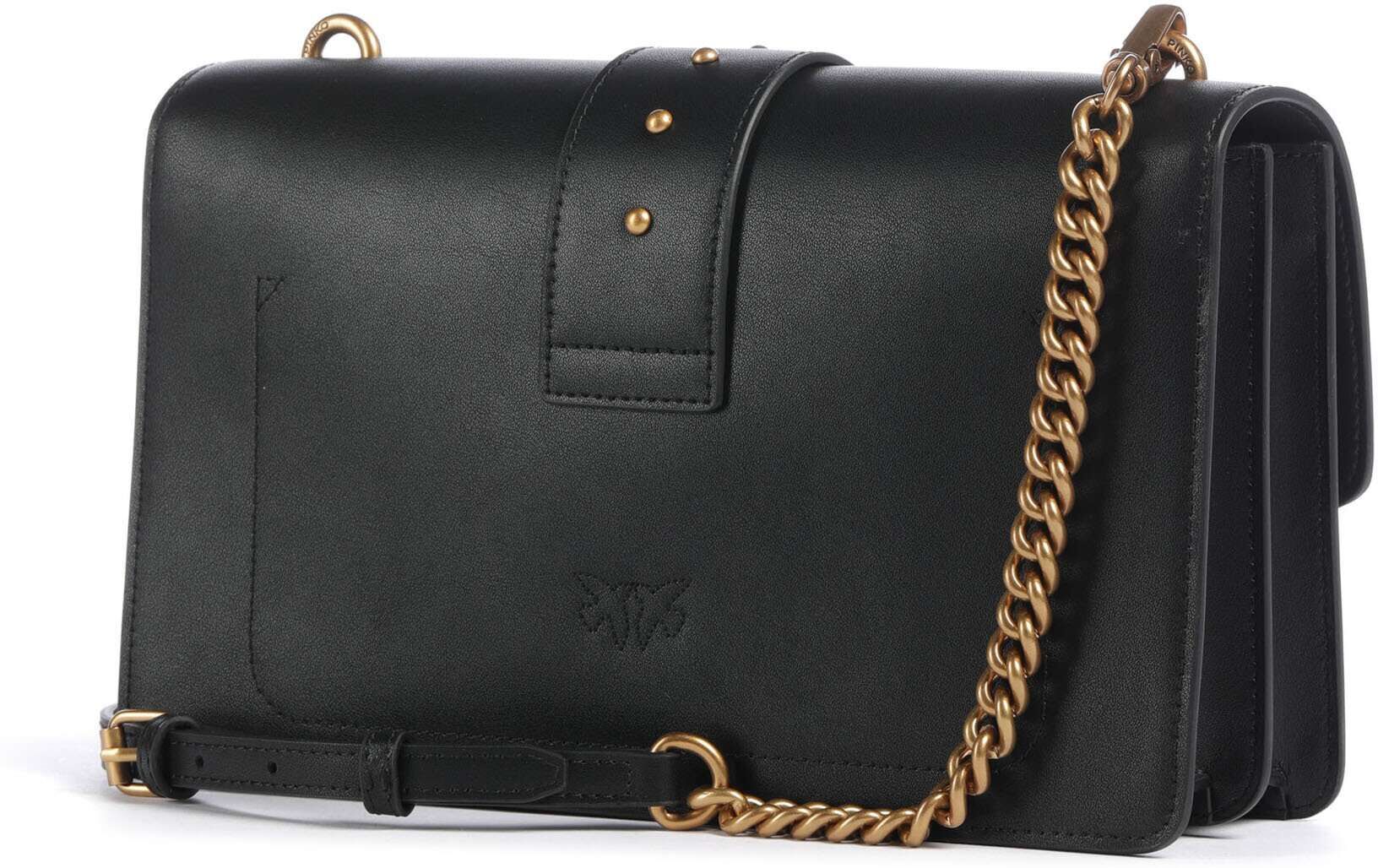 Pinko Love One Classic   Leer Crossbody tas   zwart