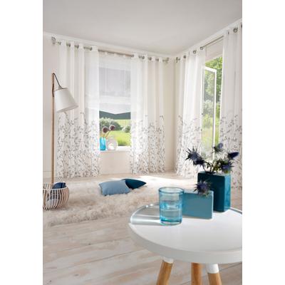 Gardine OTTO HOME "Yalinga" Gr. 4, grau (weiß, grau), B:140cm H:245cm, Polyester, Gardinen, Gardine, Vorhang, Fertiggardine, transparent
