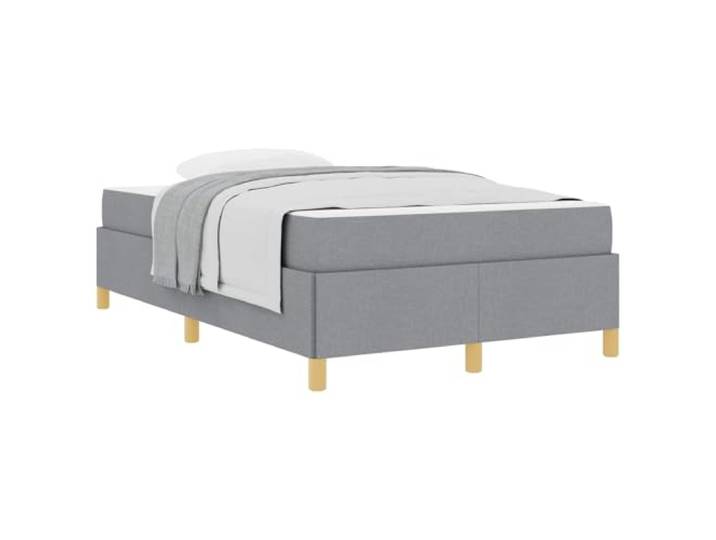 PUGYNBK Bett 120 x 200 cm mit hellgrauer Matratze und Aufbewahrung Projiziertes Holz, weicher Stoff, Taschenfederkerne, mittlere Festigkeit, einfache Montage