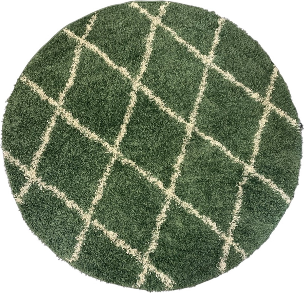 Aledin Carpets Kan Kan Rond Vloerkleed - Modern Hoogpolig - Groen - Diameter: 150 cm