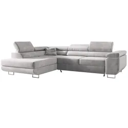 ECKSOFA GUSTAW L Hellgrau Velvet Links Seite