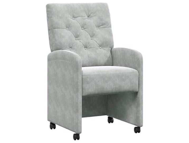 NKOPPFG Esszimmerstühle mit Rollen 2 STK Samt Hellgrau 58 x 67 x 97 cm Samtbezug,Wood-Metal-Rahmen,Rollen für Flexibilität,ergonomische Rückenlehne,Essbereich,Küche