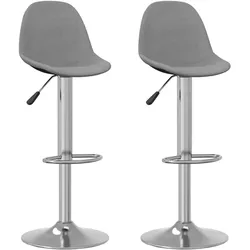 Décoshop26 - Set aus 2 Barhockern Hochstühlen höhenverstellbar aus grauem Stoff und Stahl DEC029739 DEC029739