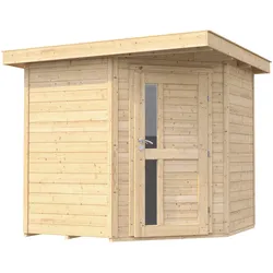 Weka 21 mm Gartenhaus 229 A Eckhaus inkl. moderner Design-Einzeltür naturbelassen Gartenhaus 229 A Gr. 1 (209 x 205 cm) - 50 % Rabatt auf Dacheindeckung