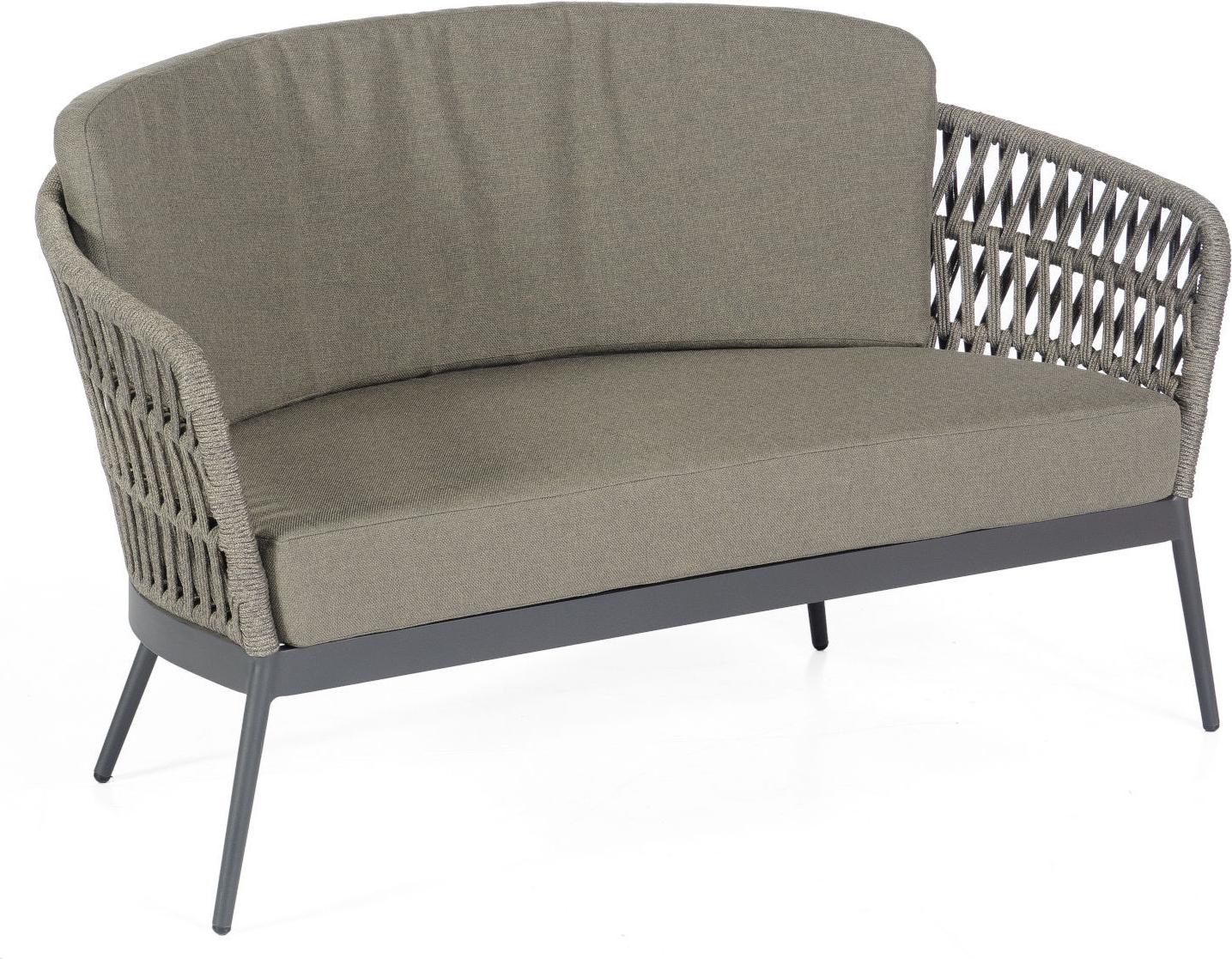 Sonnenpartner Advokat Loungesofa Relaxsofa Gartensofa Aluminium mit Polyrope grau