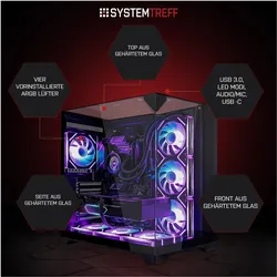 Systemtreff Gaming PC G255767 (2000 GB, 32 GB), PC, Schwarz