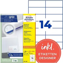 Avery Zweckform 3080er-Pack Universal-Etiketten mit ultragrip »3653-200« weiß