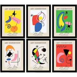 POSTER Set Mit 6 Illustrationen Von Joan Miró A3 Schwarzer Rahmen