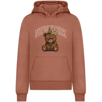 Kapuzenpullover MISTERTEE "MisterTee NY Crowned Bear Hoody", Herren, Gr. M, bark, 65% Baumwolle, 35% Polyester, mehrfarbig, normal, ohne Ausschnitt, Pullover Kapuzenpullover