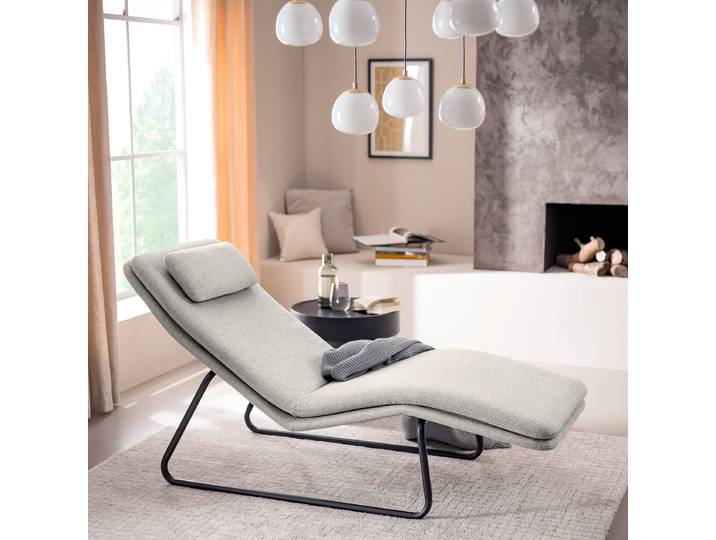 Relaxliege SOMAN Grau/Hellgrau Webstoff Lynna 70 x 88 x 168cm
