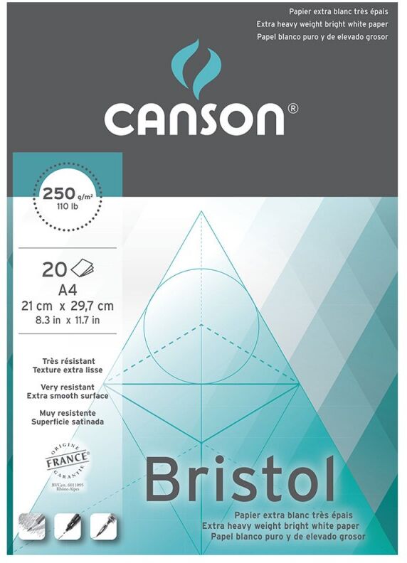 Bloc 20 feuilles Canson A4 Bristol 250G/M131