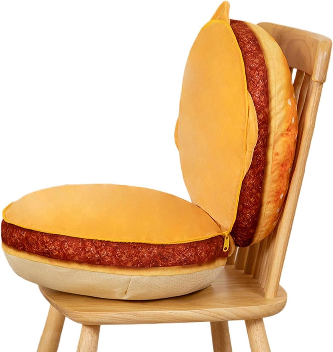 Pluchen Hamburger Knuffel - Grappig Decoratiekussen - Multicolor - 40 x 40 cm