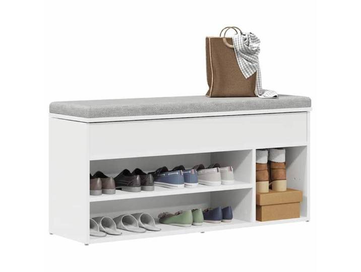 Banc à chaussures - - (1 pc) - Support chaussures - Meuble à chaussures - bois d'ingénierie - blanc - 102 x 30 5 x 45 cm@ksm8
