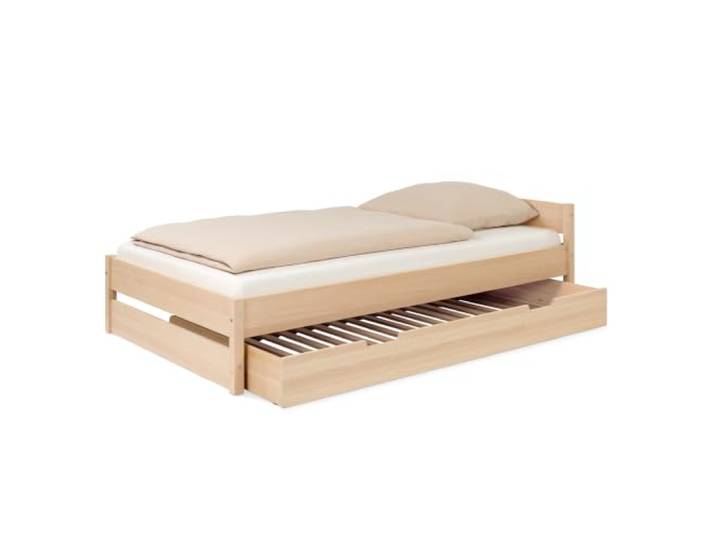 Ehrenkind® Jugendbett höhenverstellbar 120x200 cm Massivholz Buche Natur, Nova Pro mit Bettkasten