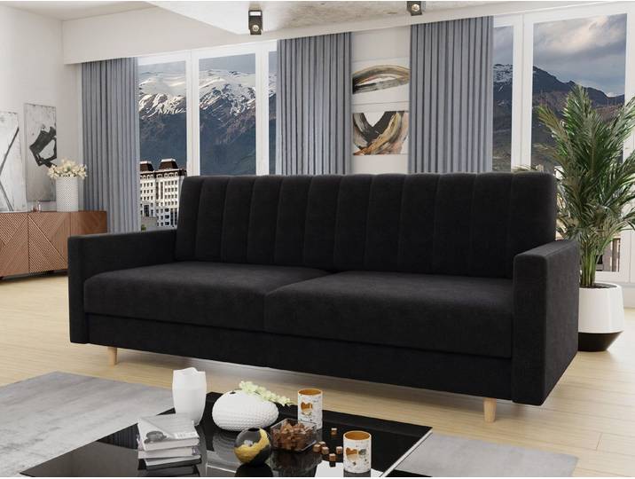Sofnet Schlafsofa Sara, mit Schlaffunktion und Bettkasten, Bettsofa mit Holzfüße und Wellenfeder
