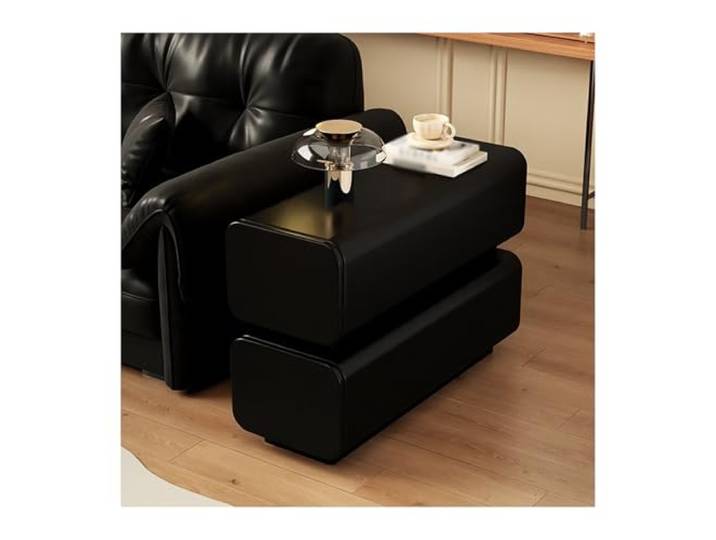 FZL02068LM Ecklager Ultraschmaler Sofa-Sideboard-Beistelltisch aus Holz Leichtes, luxuriöses kleines Sandwich-Sideboard for den Haushalt(Schwarz)
