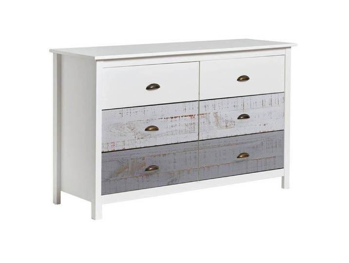 ROSALIA - Commode 6 Tiroirs Bois Aspect Vieilli