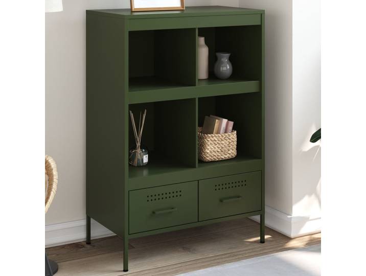 vidaXL Highboard Olivgrün 68x39x101,5 cm Stahls