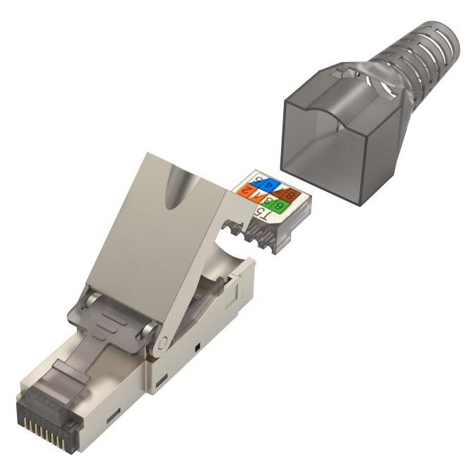 Hama Netzwerkstecker, CAT-6a, 10 Gbit/s, geschirmt, werkzeuglose Montage (Netzwerkkabel Stecker) (00200773)