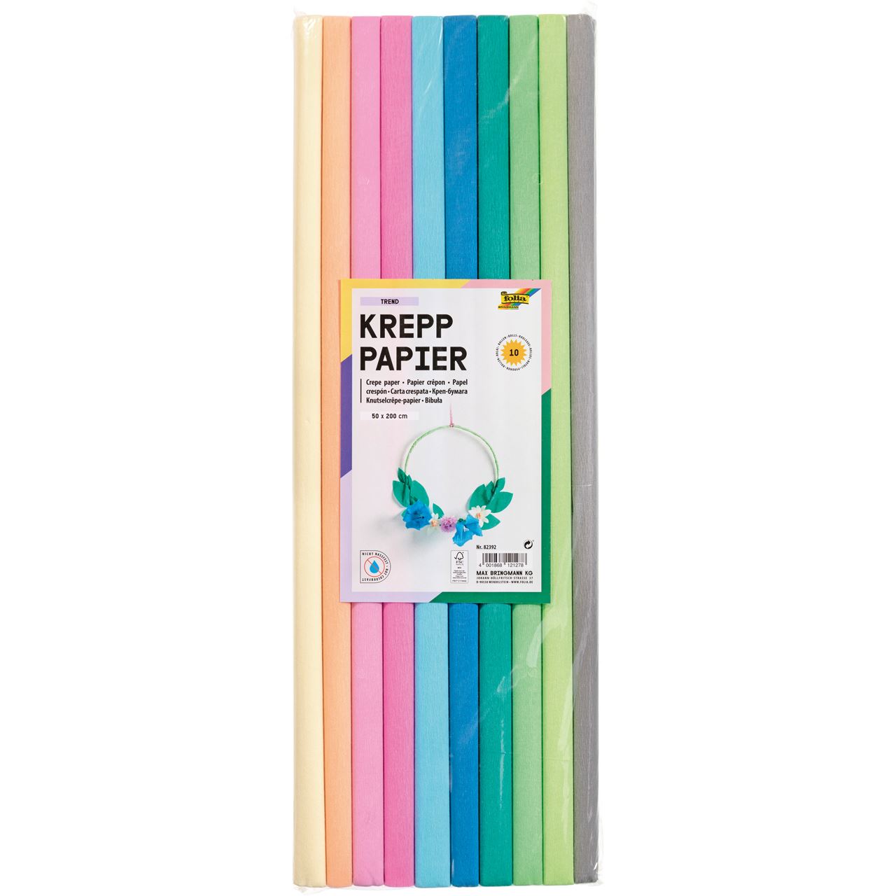 folia Krepppapier TREND farbsortiert 32 g/qm 10 Rollen