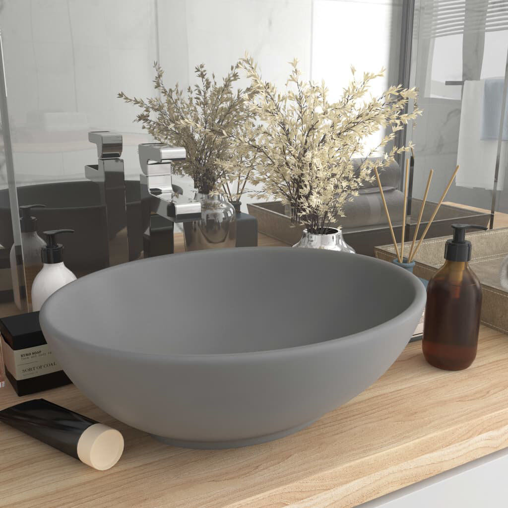 Belfry Bathroom Gline 400mm L x 330mm W Ceramic Oval Sink Light Grey 330mm W