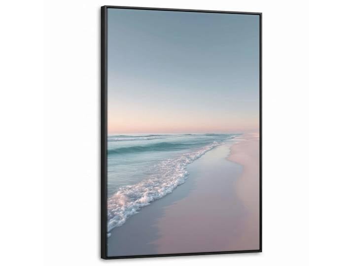 MuchoWow Leinwand Bilder mit Rahmen - Küstenlinie - Pastell - Wasser - 80x120, Pastellblau, Rechteckig, 80x120 cm, gerahmt, Bilder & Rahmen, Bilder, Leinwandbilder