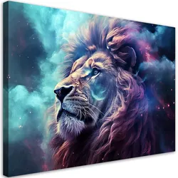 WANDBILD löwe abstraktion blau