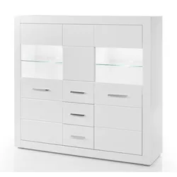 HIGHBOARD weiß Hochglanz 149 cm, Kommode mit viel Stauraum
