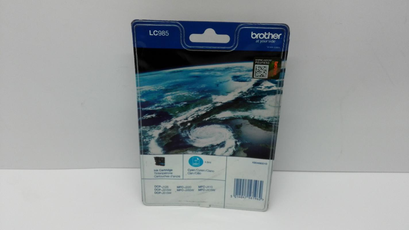 Brother LC985CBP Cyaan Origineel Inktpatroon voor DCP-J125, DCP-J140, DCP-J315, DCP-J515, MFC-J220, MFC-J265, MFC-J410, MFC-J415